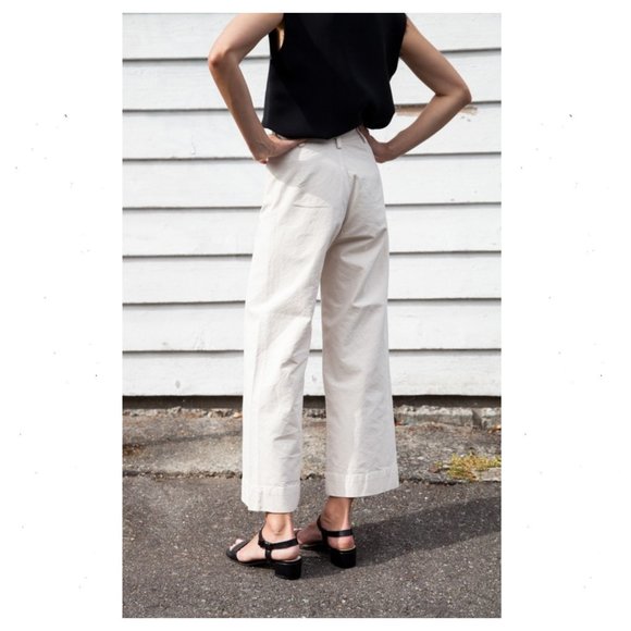 Jesse Kamm Wide Leg Crop Sailor Pants Salt White - Picture 4 of 12